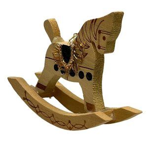 Wood Rocking Horse Christmas Tree Ornament Vintage 2.25 Inch Tall Hobby Horse